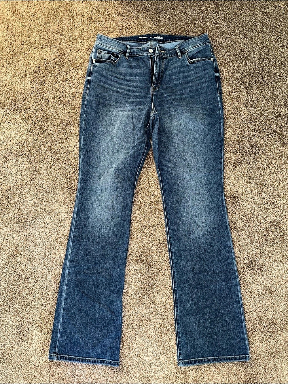 Old Navy High-Rise Kicker Boot-Cut Secret-Slim Pockets Jeans Blue Waist 14
